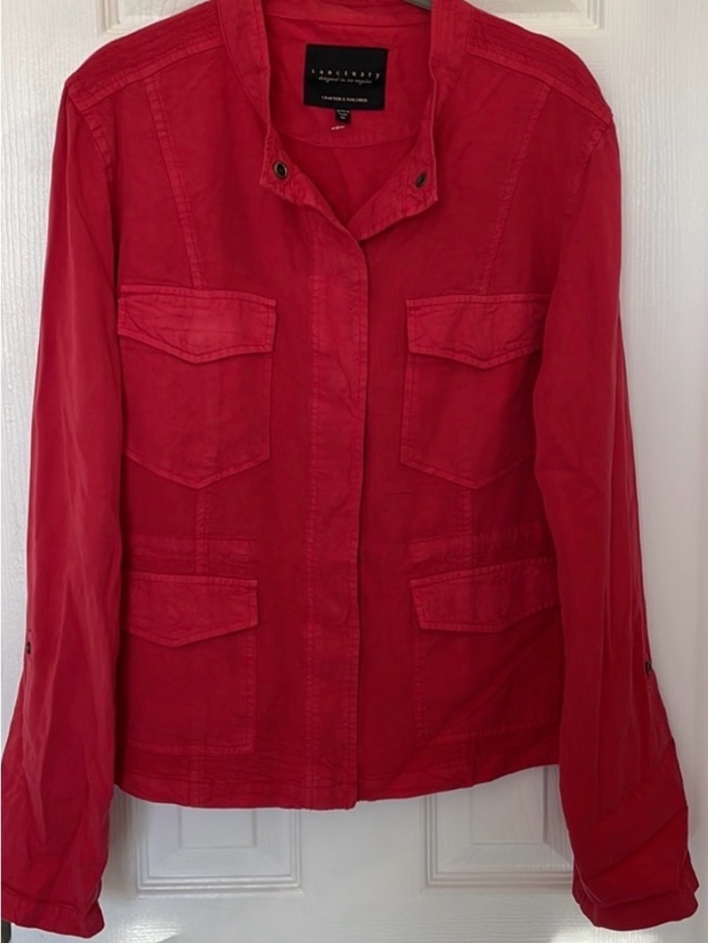 Sanctuary Red Utility Jacket with Flap Pockets